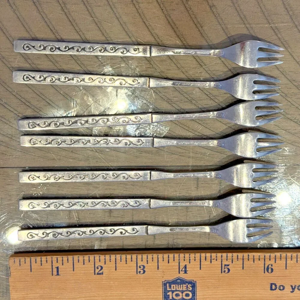 Oneida Rogers Spanish Court Cocktail Seafood Forks Stainless Steel Flatware 7